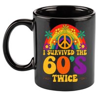 I Survived The 60s Twice Sixties 70th 70s Year Old Birthday 11oz C Handle Ceramic Mug