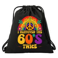 I Survived The 60s Twice Sixties 70th 70s Year Old Birthday Drawstring Bag
