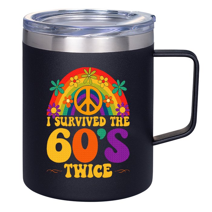I Survived The 60s Twice Sixties 70th 70s Year Old Birthday 12oz Stainless Steel Coffee Mug