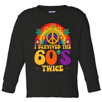 I Survived The 60s Twice Sixties 70th 70s Year Old Birthday Toddler Long Sleeve Shirt