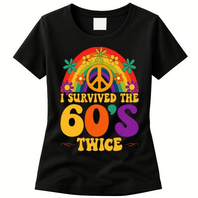 I Survived The 60s Twice Sixties 70th 70s Year Old Birthday Womens T-Shirt