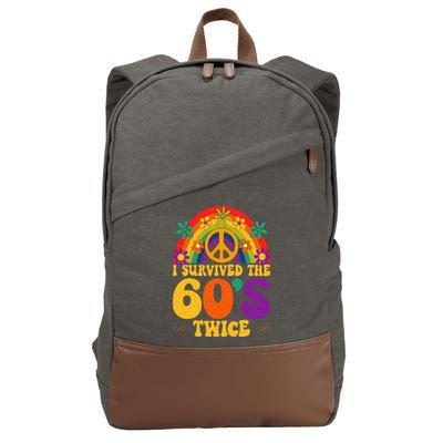 I Survived The 60s Twice Sixties 70th 70s Year Old Birthday Cotton Canvas Backpack