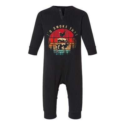 Id Smoke That Funny Smoked Meat BBQ Chef Barbecue Infant Fleece One Piece