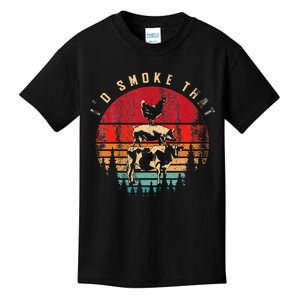 Id Smoke That Funny Smoked Meat BBQ Chef Barbecue Kids T-Shirt