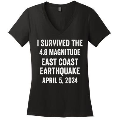 I Survived The April 5 East Coast Earthquake 2024 Women's V-Neck T-Shirt