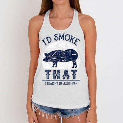 I'd Smoke That Straight Up Southern Pig Vintage Women's Knotted Racerback Tank
