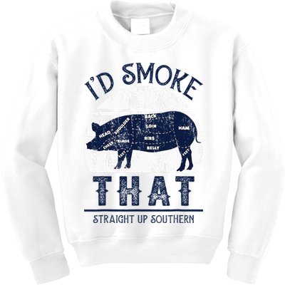 I'd Smoke That Straight Up Southern Pig Vintage Kids Sweatshirt
