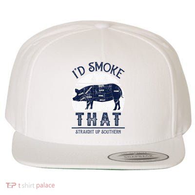 I'd Smoke That Straight Up Southern Pig Vintage Wool Snapback Cap
