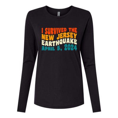 I Survived The New Jersey 4.8 Magnitude Earthquake Womens Cotton Relaxed Long Sleeve T-Shirt