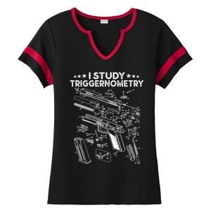 I Study Triggernometry Gun Gift Veteran Christmas Gift Ladies Halftime Notch Neck Tee