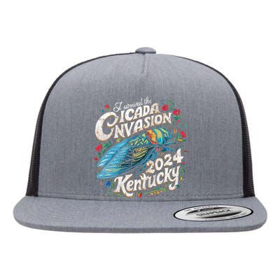 I Survived The Cicada Invasion Brood Xix Xiii Kentucky 2024 Flat Bill Trucker Hat