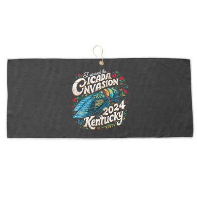 I Survived The Cicada Invasion Brood Xix Xiii Kentucky 2024 Large Microfiber Waffle Golf Towel