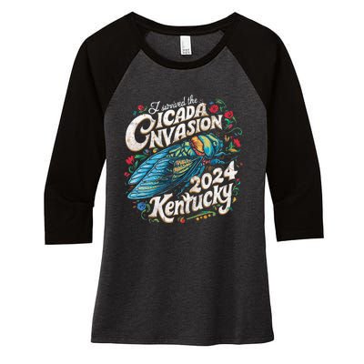 I Survived The Cicada Invasion Brood Xix Xiii Kentucky 2024 Women's Tri-Blend 3/4-Sleeve Raglan Shirt