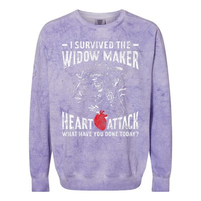 I Survived The Widow Maker Heart Attack Heart Disease Colorblast Crewneck Sweatshirt