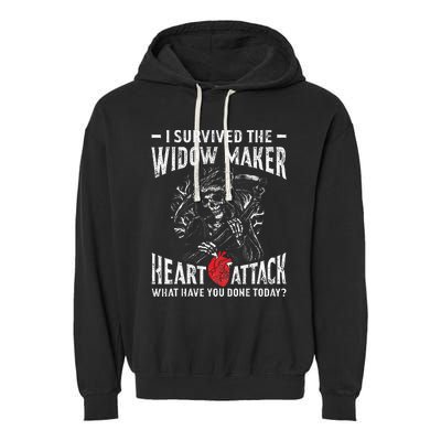 I Survived The Widow Maker Heart Attack Heart Disease Garment-Dyed Fleece Hoodie