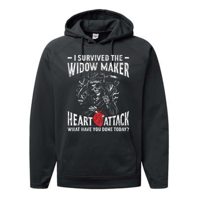 I Survived The Widow Maker Heart Attack Heart Disease Performance Fleece Hoodie