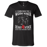 I Survived The Widow Maker Heart Attack Heart Disease V-Neck T-Shirt