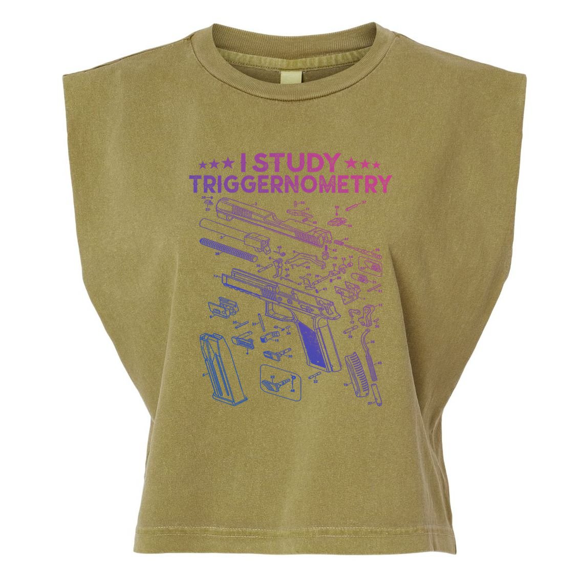 I Study Triggernometry Gun Funny Gift Veteran Christmas Gift Garment-Dyed Women's Muscle Tee