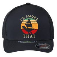 ID Smoke That Funny Bbq Vintage Meat Smoker Grill Dinosaur Flexfit Unipanel Trucker Cap