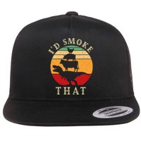 ID Smoke That Funny Bbq Vintage Meat Smoker Grill Dinosaur Flat Bill Trucker Hat