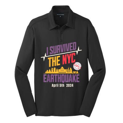 I Survived The Nyc Earthquake April 5 2024 Silk Touch Performance Long Sleeve Polo