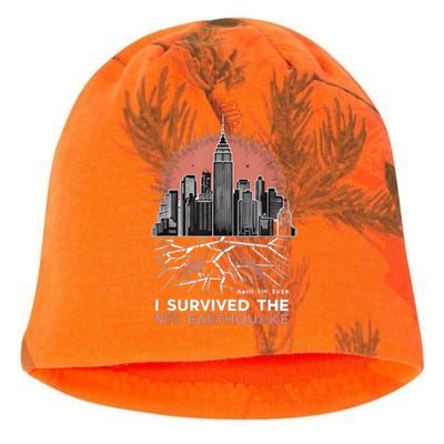 I Survived The Nyc Earthquake Kati - Camo Knit Beanie