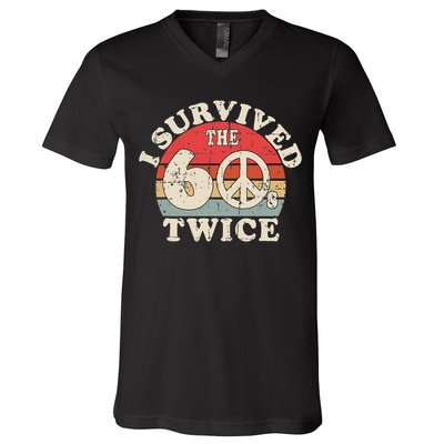 I Survived The Sixties 60s Twice V-Neck T-Shirt