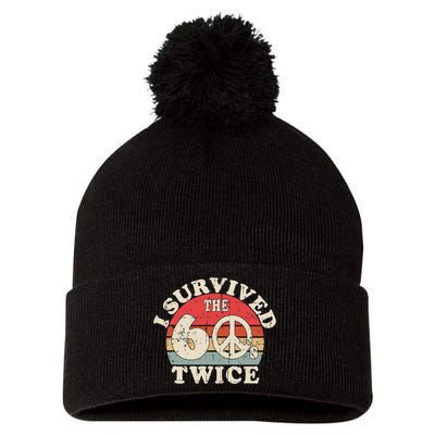 I Survived The Sixties 60s Twice Pom Pom 12in Knit Beanie