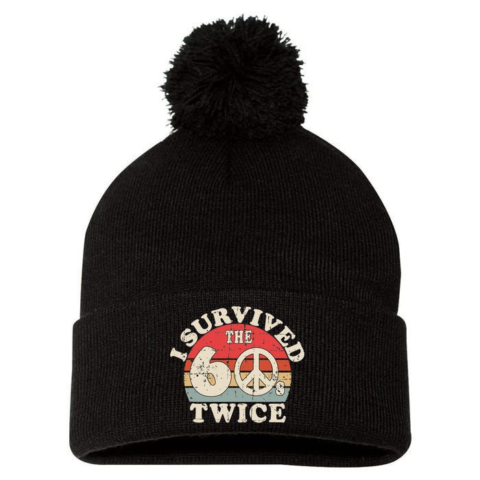 I Survived The Sixties 60s Twice Pom Pom 12in Knit Beanie