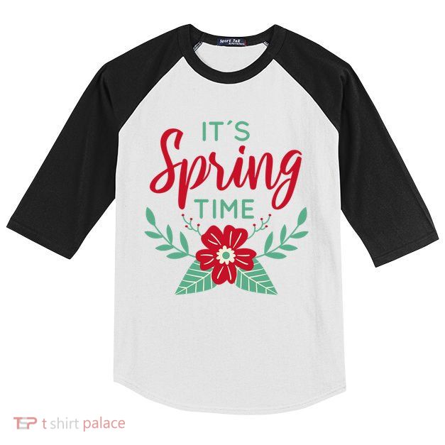 It's Spring Time Flower Kids Colorblock Raglan Jersey