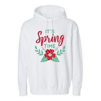 It's Spring Time Flower Garment-Dyed Fleece Hoodie