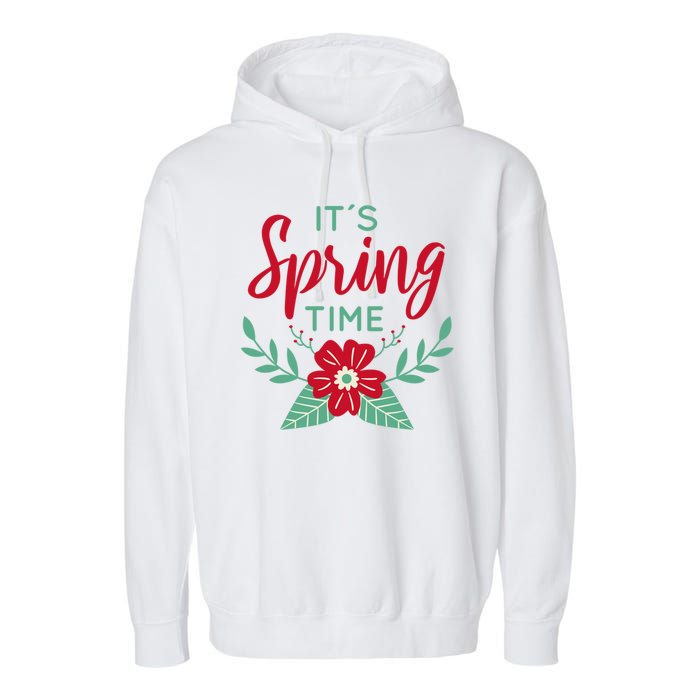 It's Spring Time Flower Garment-Dyed Fleece Hoodie