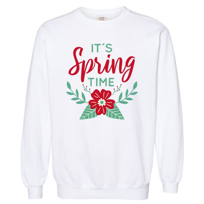 It's Spring Time Flower Garment-Dyed Sweatshirt