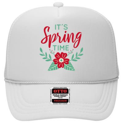 It's Spring Time Flower High Crown Mesh Back Trucker Hat