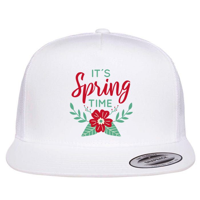 It's Spring Time Flower Flat Bill Trucker Hat