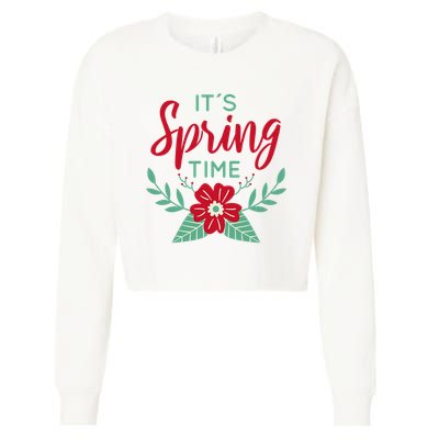 It's Spring Time Flower Cropped Pullover Crew