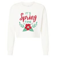 It's Spring Time Flower Cropped Pullover Crew