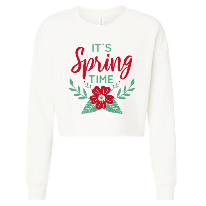 It's Spring Time Flower Cropped Pullover Crew