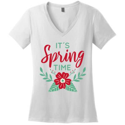 It's Spring Time Flower Women's V-Neck T-Shirt