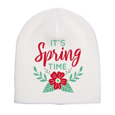 It's Spring Time Flower Short Acrylic Beanie