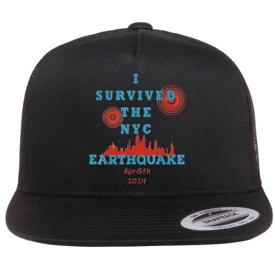 I Survived The Nyc Earthquake Flat Bill Trucker Hat