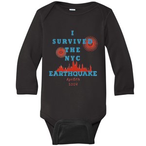 I Survived The Nyc Earthquake Baby Long Sleeve Bodysuit