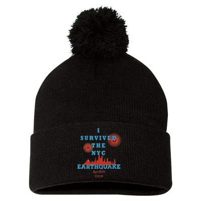 I Survived The Nyc Earthquake Pom Pom 12in Knit Beanie