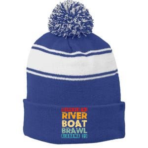 I Survived The Riverboat Brawl Alabama Funny Montgomery AL Stripe Pom Pom Beanie