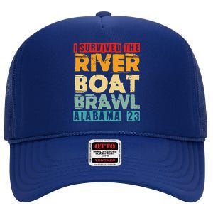 I Survived The Riverboat Brawl Alabama Funny Montgomery AL High Crown Mesh Back Trucker Hat