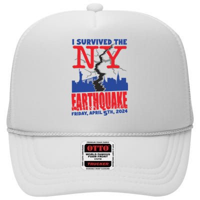 I Survived The Nyc Earthquake 2024 High Crown Mesh Back Trucker Hat