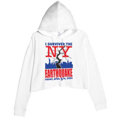 I Survived The Nyc Earthquake 2024 Crop Fleece Hoodie