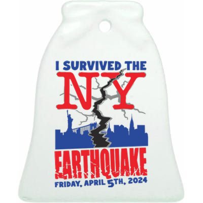 I Survived The Nyc Earthquake 2024 Ceramic Bell Ornament