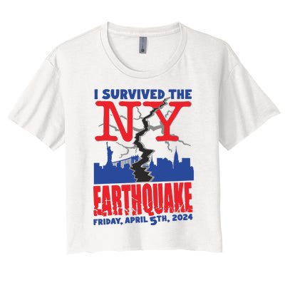 I Survived The Nyc Earthquake 2024 Women's Crop Top Tee