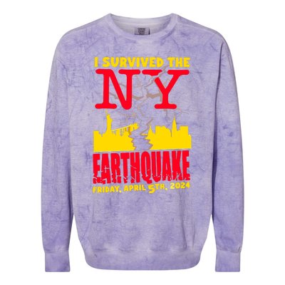 I Survived The Nyc Earthquake 2024 Colorblast Crewneck Sweatshirt